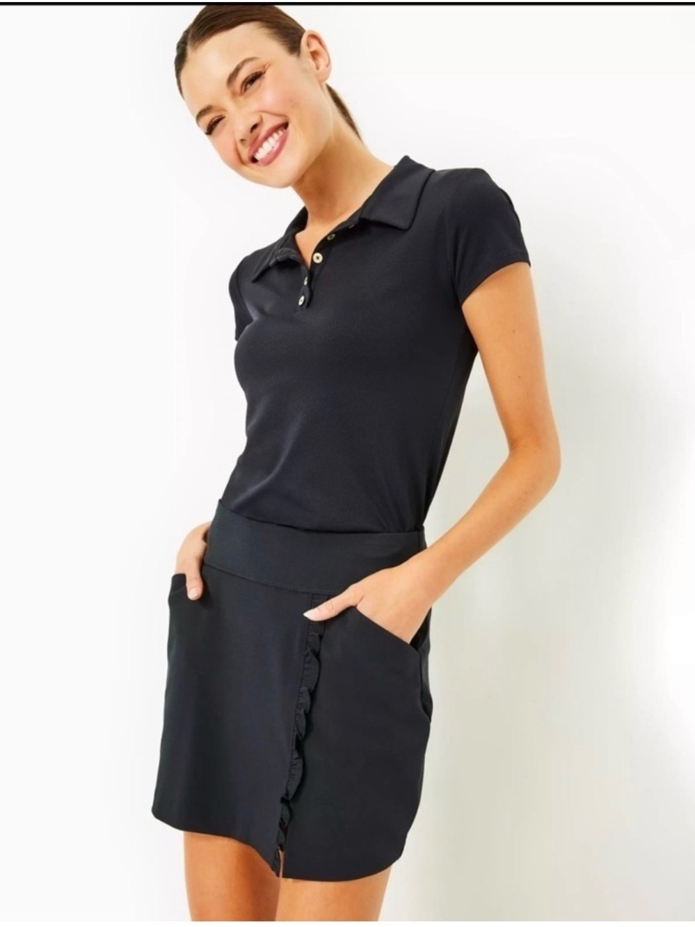 Lilly Pulitzer Luxletic Black Beatriz Skort UPF 50+